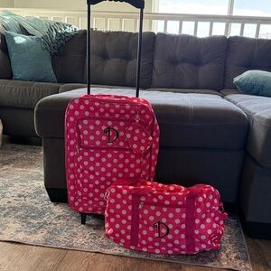 Pink Polka Dot Luggage Set